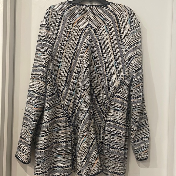 Lucky Brand Knit Open Front Cardigan Size Medium. Color: WhiteBlue. Size: XL - Picture 4 of 6